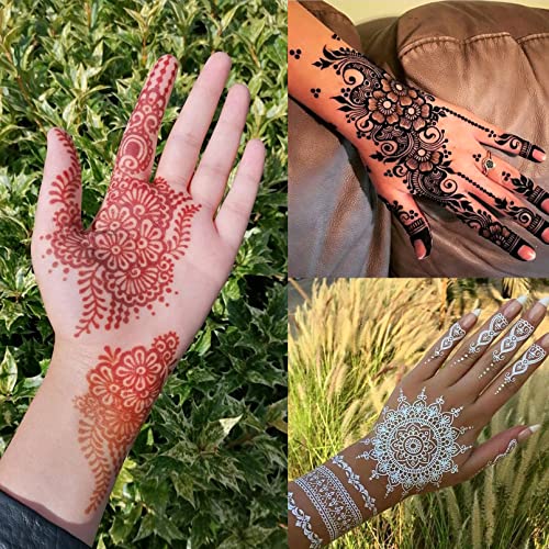 ChurlChurl Henna Tattoo Stencil Kit 190pcs, 24 Sheets Henna Stencils Reusable Temporary Indian Arabian Glitter Airbrush Tattoo Stencils for Face Body Paint DIY - Image 5