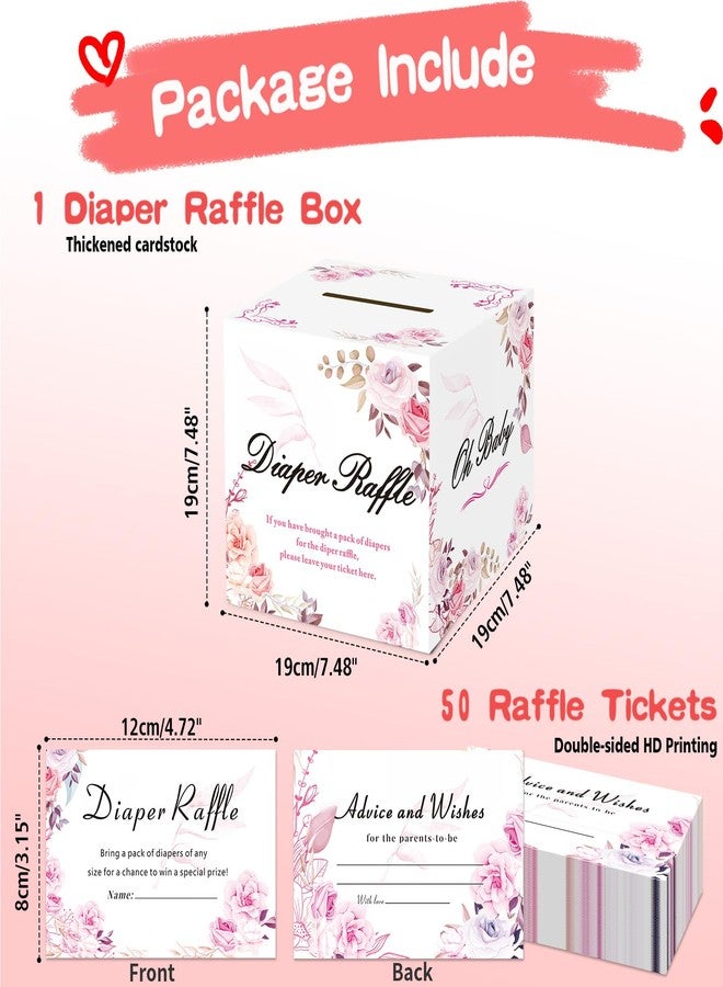 OLOUTAB Baby Shower Games - Diaper Raffle Box With 50 Tickets, Sign, Prizes and Decorations - Thick Paperboard - Image 2