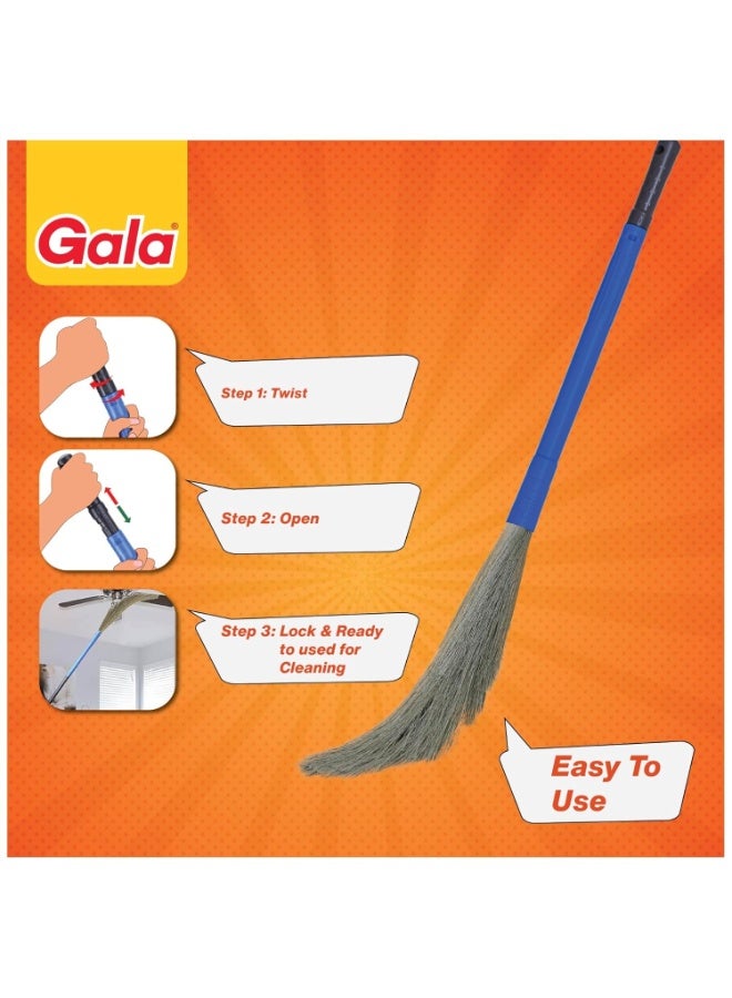 جالا Gala No Dust Broom 2 in 1 with Extendable Handle for Ceiling and Floor Cleaning, Long Handle Jhadu - Image 3