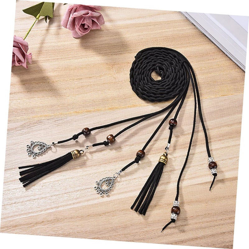Black Braided Waist Belt For Women Stylish Waistband Accessory For Dresses And Pants - Image 4