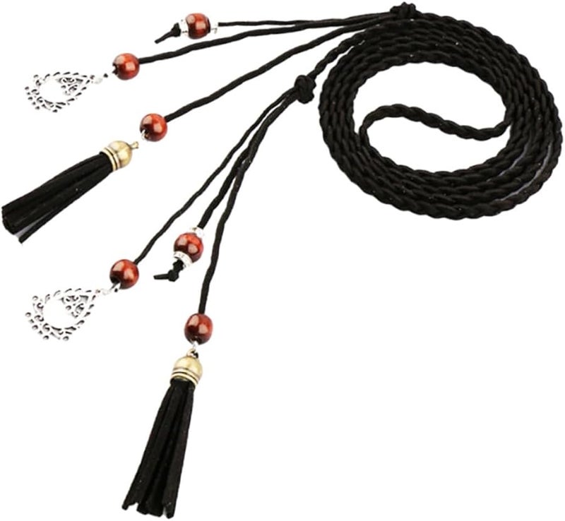 Black Braided Waist Belt For Women Stylish Waistband Accessory For Dresses And Pants - Image 1