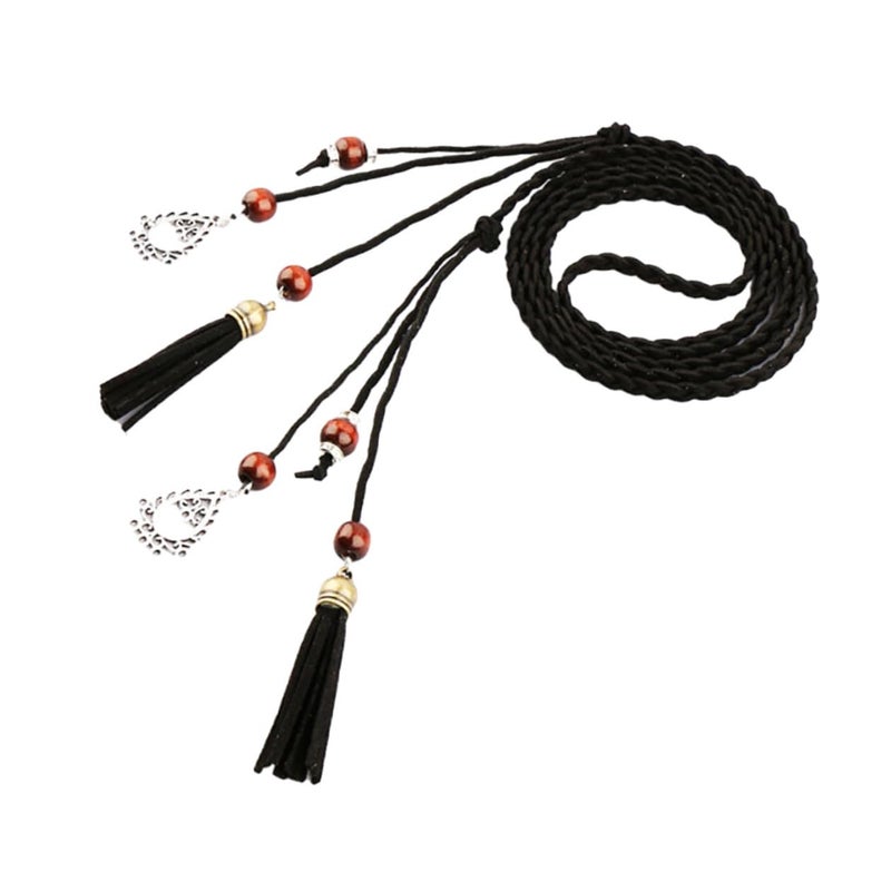 Black Braided Waist Belt For Women Stylish Waistband Accessory For Dresses And Pants - Image 2