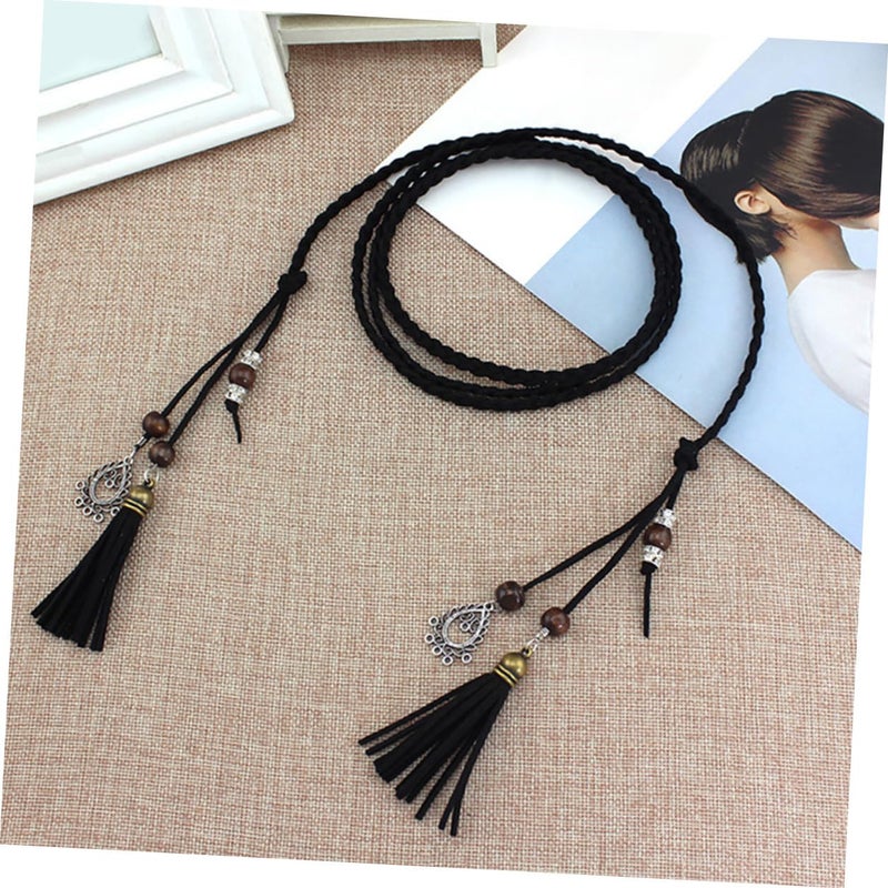 Black Braided Waist Belt For Women Stylish Waistband Accessory For Dresses And Pants - Image 5