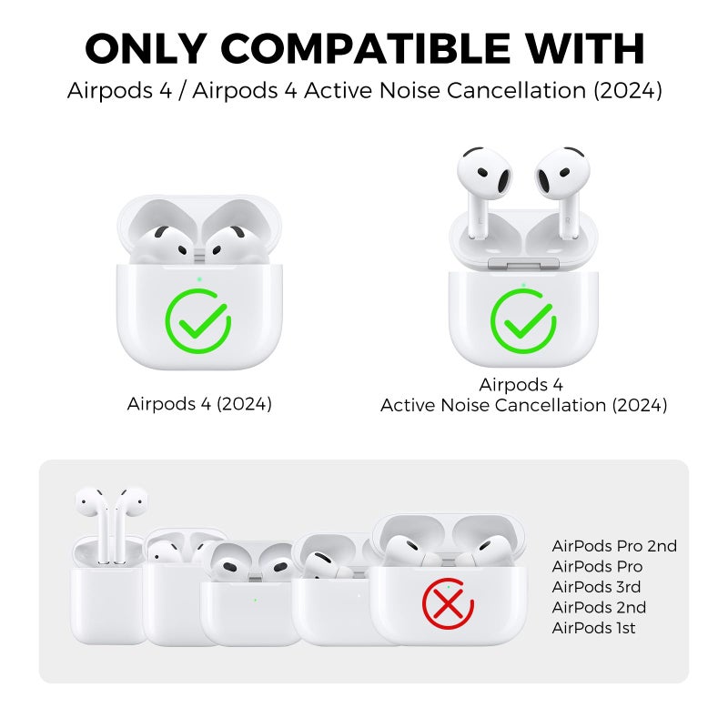 AhaStyle AirPods 4 Case Cover (2024) with Cleaning Kit, Soft Silicone Shockproof Cover Skin for Apple AirPods 4, Support USB-C & Wireless Charging - Image 2