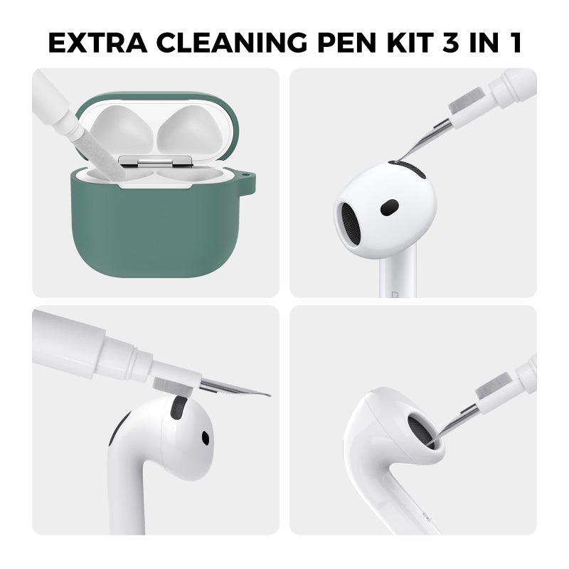 AhaStyle AirPods 4 Case Cover (2024) with Cleaning Kit, Soft Silicone Shockproof Cover Skin for Apple AirPods 4, Support USB-C & Wireless Charging - Image 4