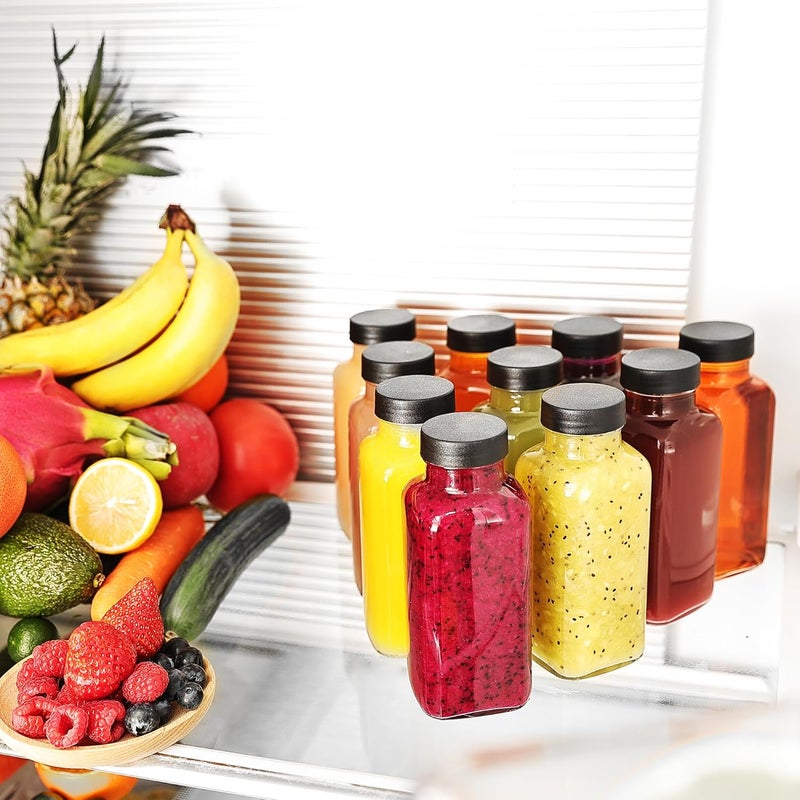 Glasgow 8 Pack 16 OZ Glass Juice Bottles with Airtight Lids & 4 Straws & 4 Lids w Hole, Reusbale Clear Glass Homemade Drinking Jars, Glass Bottles for Juicing, Smoothies, Water, Milk, Kombucha - Image 5