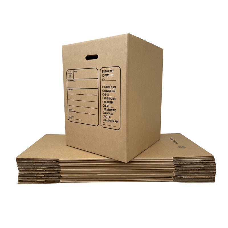 Uboxes Moving Boxes with Handles, 10 Premium Large, 18 x 18 x 24, Brown, BOXINDSLAR10 - Image 3