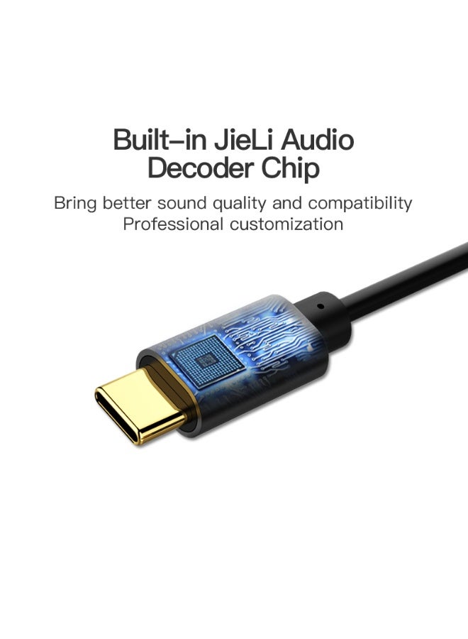 VENTION Type-C to 3.5mm Female Audio Cable 0.1M Black Metal Type Model # BGCBA - Image 4