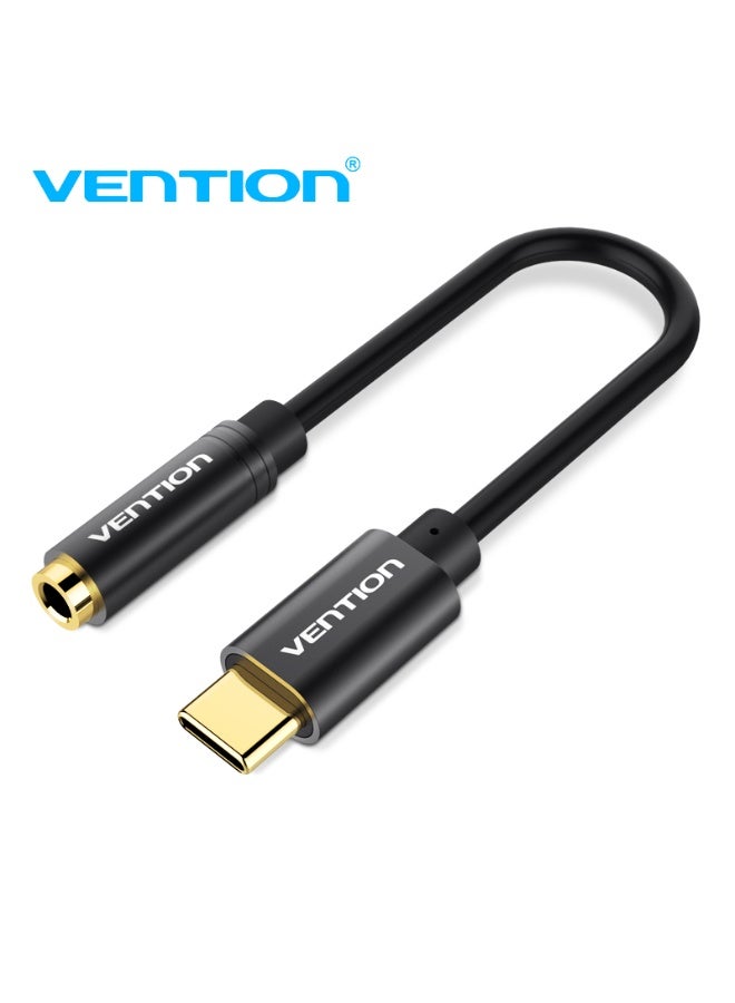 VENTION Type-C to 3.5mm Female Audio Cable 0.1M Black Metal Type Model # BGCBA - Image 1