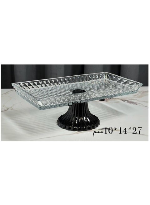 صحن تقديم زجاج بقاعدة أسود 27X14X10 سم