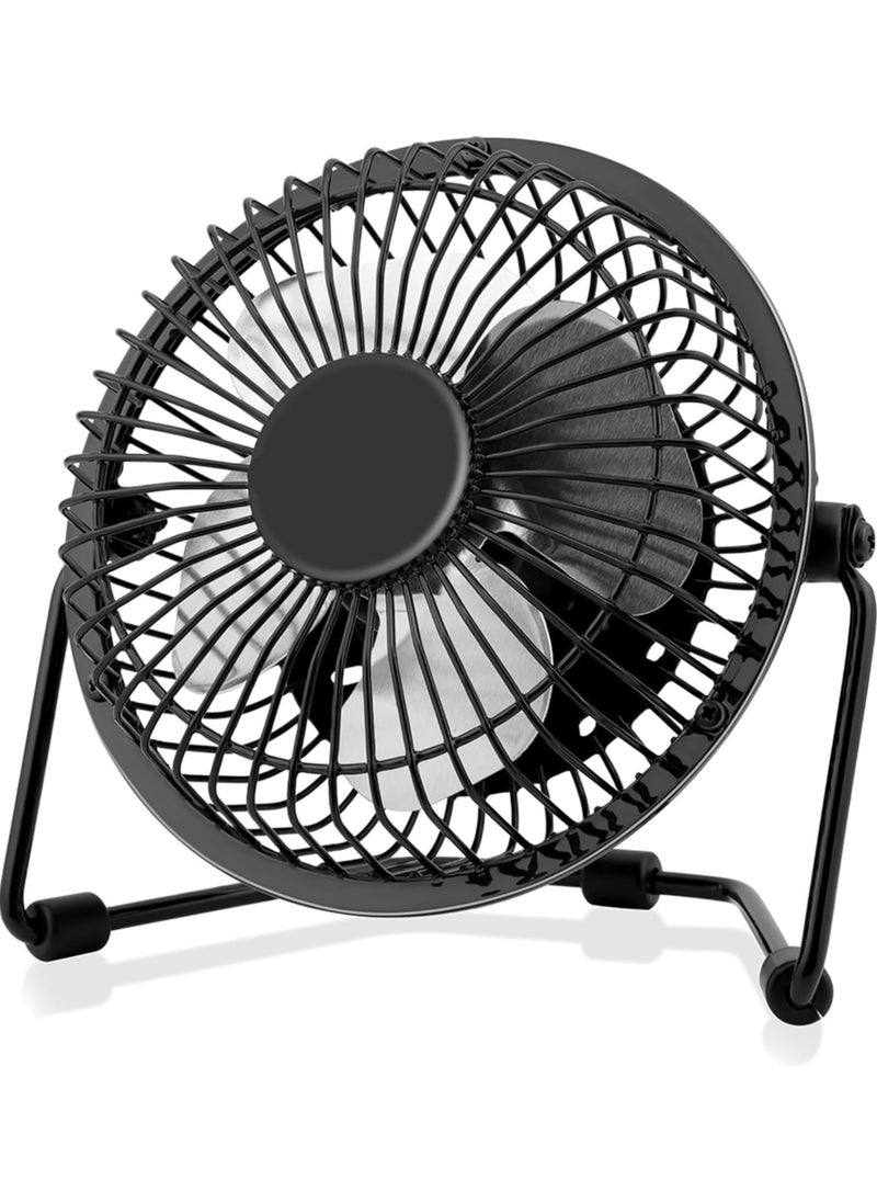 Generic 4-Inch Mini USB Desk Fan – Metal Frame, Quiet Operation & 360° Adjustable Tilt – Strong Airflow – Black  - Image 1