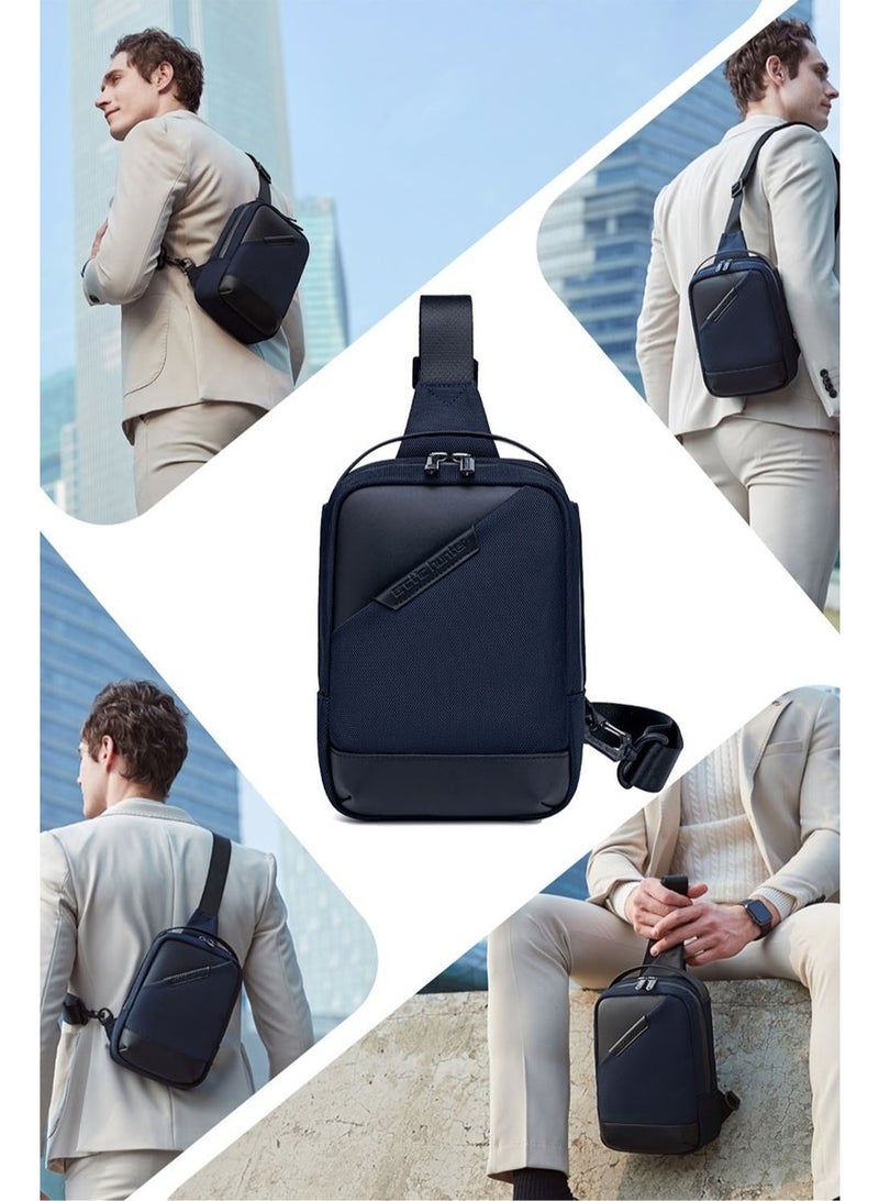 Water Resistant Business Style Chest Crossbody Sling Bag Independent Tablet Storage Pocket Anti-theft Multi Pockets Shoulder Bag for Daily Commute Business Trip - Image 4