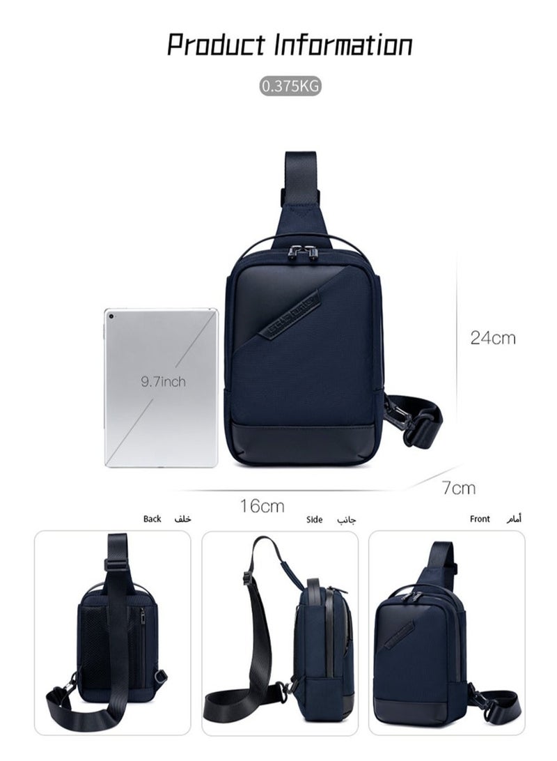 Water Resistant Business Style Chest Crossbody Sling Bag Independent Tablet Storage Pocket Anti-theft Multi Pockets Shoulder Bag for Daily Commute Business Trip - Image 3