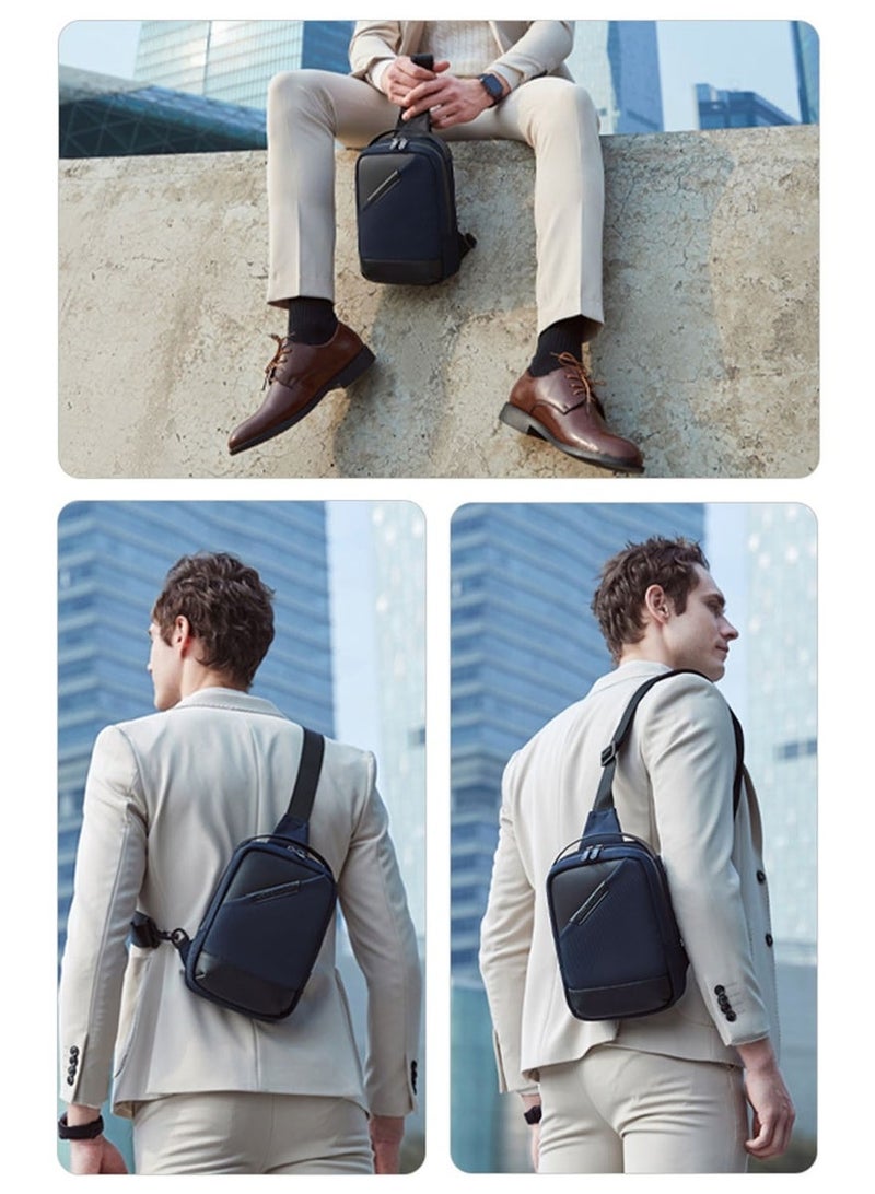 Water Resistant Business Style Chest Crossbody Sling Bag Independent Tablet Storage Pocket Anti-theft Multi Pockets Shoulder Bag for Daily Commute Business Trip - Image 5