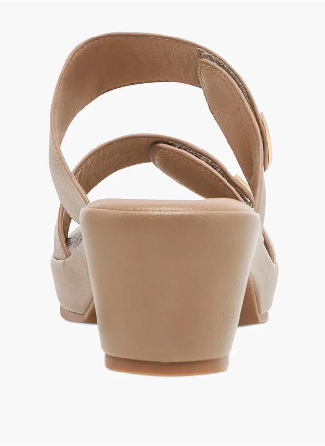 فلورا بيلا من شو إكسبرس Women's Textured Slip-On Sandals with Block Heels