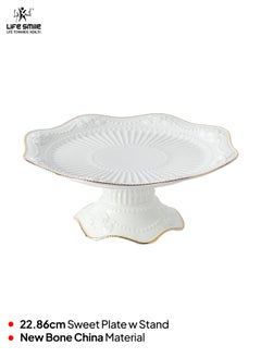 Life Smile LIFE SMILE Durable Cake Stand High Foot Cake Tray Dessert Stand White Pedestal Stand Cupcakes Fruit Snacks Pastry Rack Home Decor  - Image 2