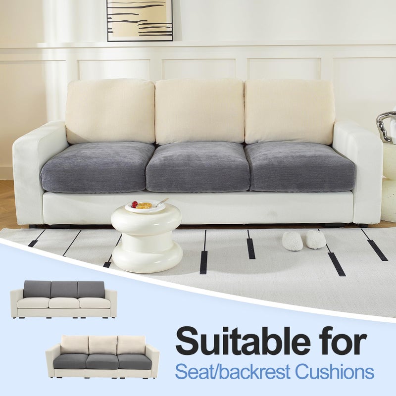 WEYOND Couch Cushion Covers for L Shaped Sectional Sofa â€“ Softer Chenille Sofa Covers Washable, Non-Slip Stretch Couch Covers & Individual Seat Cushion Slipcovers (3 Piece, Dark Grey) - Image 2