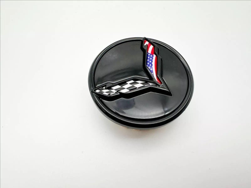 Corvette Set of 4Pcs Wheel Center Cap Replacement for 2014+ C7 Corvette Stingray Center Caps w/Crossed Flag Logo 68mm 2.7" 23217059 (Black Blue) - Image 3