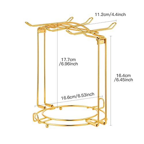 CHILDIKE Teacups and Saucers Display Stand, Tea Cup Holder, Metal Foldable Storage Rack for Espresso and Cappuccino Cup - Gold - Image 2