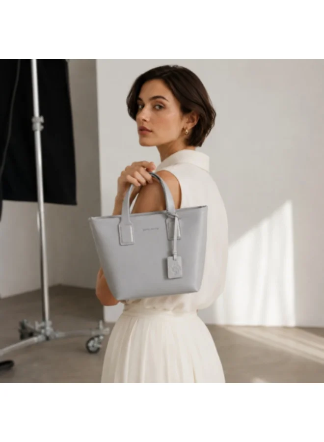 David Jones steel grey David Jones trapz style design handbag made form leather in model number CM7857| the new shopping, city and meeting bag for women | Structured purse for everyday use for Women | Best Price UAE