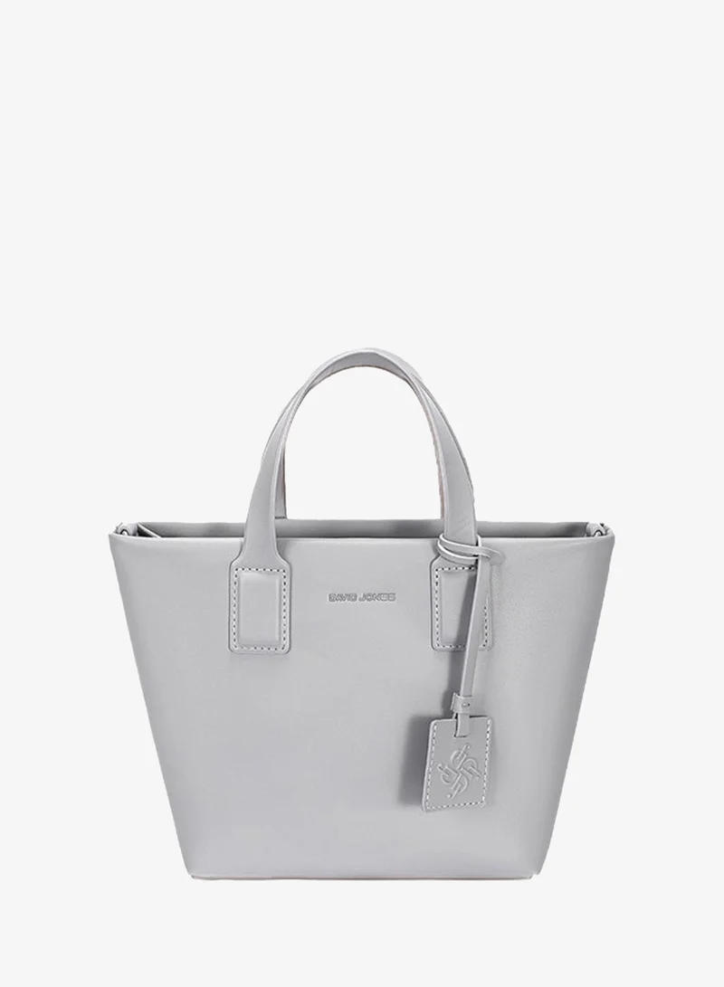 David Jones steel grey David Jones trapz style design handbag made form leather in model number CM7857| the new shopping, city and meeting bag for women | Structured purse for everyday use for Women | Best Price UAE