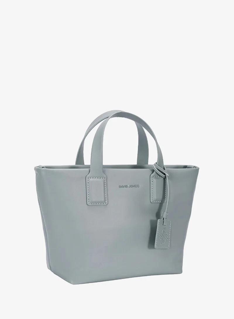 David Jones steel grey David Jones trapz style design handbag made form leather in model number CM7857| the new shopping, city and meeting bag for women | Structured purse for everyday use for Women | Best Price UAE