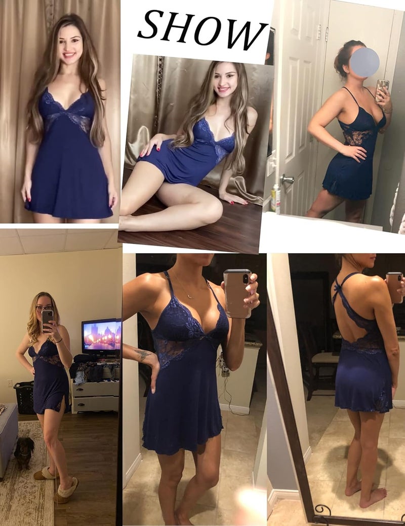 RioDebella Women Chemise Lingerie Nightie Full Slips Lace Babydoll Sleepwear Dress - Image 3
