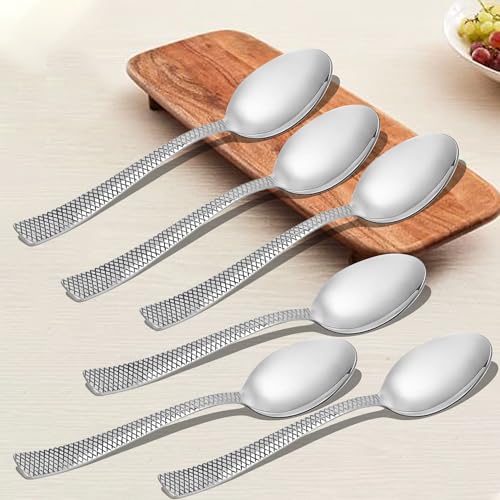 Parage 6 Piece Stainless Steel Table Spoons Set with Zig Zag Design, Dinner Spoon for Home and Kitchen, 18.5 cm, Tableware, Set of 6, Silver - Image 1