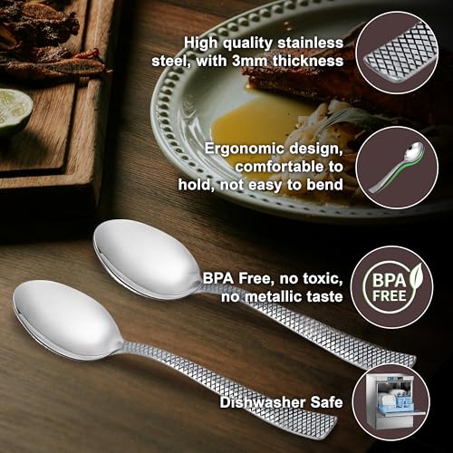 Parage 6 Piece Stainless Steel Table Spoons Set with Zig Zag Design, Dinner Spoon for Home and Kitchen, 18.5 cm, Tableware, Set of 6, Silver - Image 4