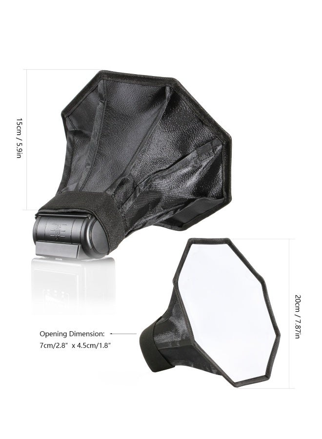 2 Pack Collapsible Flash Diffuser Softbox Set with Storage Pouch - 8" Octagon & 8"x6" Rectangle Softboxes for Canon & Nikon Cameras - Perfect for Photography Lighting