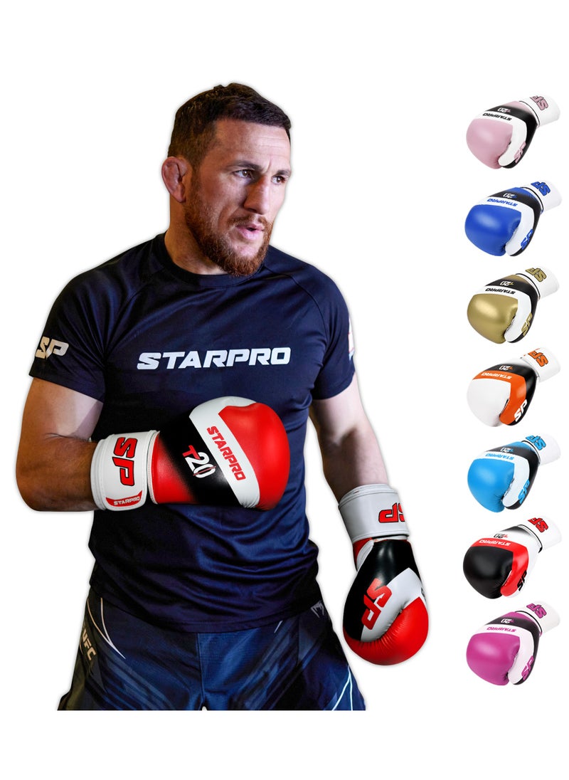 Starpro T20 Boxing Gloves - 8oz 10oz 12oz 14oz 16oz - Vegan Leather Gloves for Training Sparring with Waterproof Lining - Breathable Mesh - Hand Protection  - Image 1