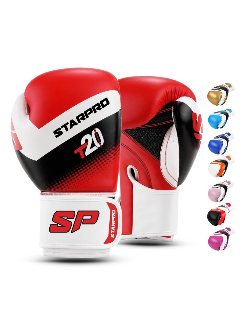 ستاربرو قفازات الملاكمة Starpro T20 - 8oz 10oz 12oz 14oz 16oz - قفازات جلدية نباتية للتدريب مع بطانة مقاومة للماء - شبكة مسامية - حماية اليد - Image 1