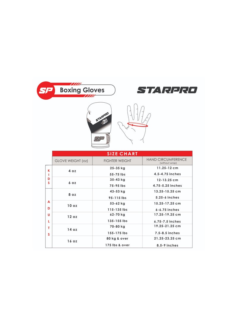 Starpro - T20 Boxing Gloves - 8oz 10oz 12oz 14oz 16oz - Vegan Leather Gloves for Training Sparring with Waterproof Lining - Breathable Mesh - Hand Protection - Image 1