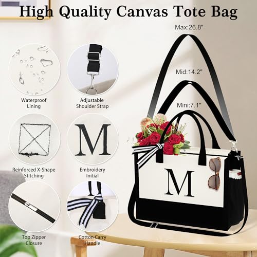YOOLIFE Gifts for Women - Birthday Gifts for Women Mom Daughter Sister Friends, Personalized Initial Tote Bag, Letter K - Image 5