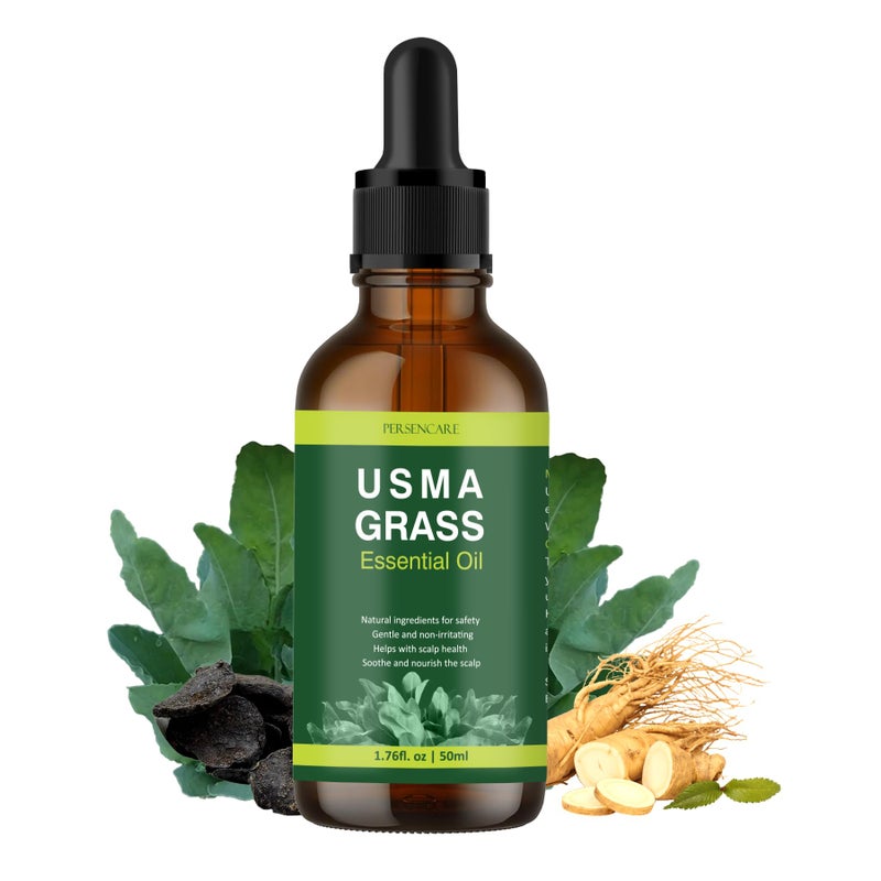 VAEYAE Natural Usma Juice Essential Oil Usman Grass Polygonum Multiflorum for Hair Growth Man and Woman Gray Hair Reverse Thickening Darkening Nourish scalp and Reducing Thinning Hair Loss Serum