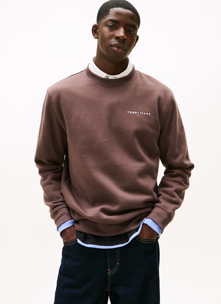 TOMMY JEANS Linear Logo Embroidery Fleece Sweatshirt - Image 1