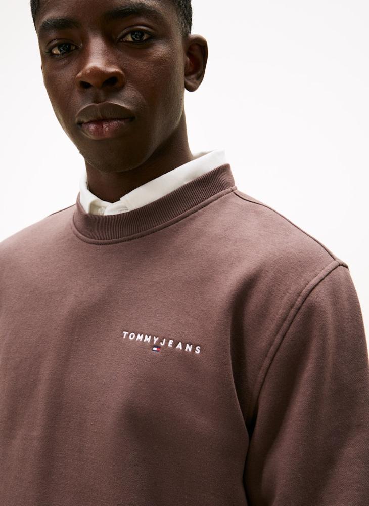 TOMMY JEANS Linear Logo Embroidery Fleece Sweatshirt - Image 3