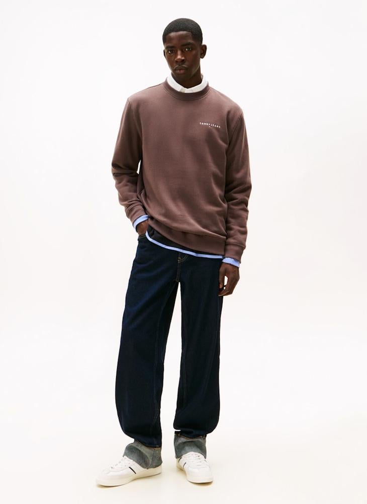 TOMMY JEANS Linear Logo Embroidery Fleece Sweatshirt - Image 4