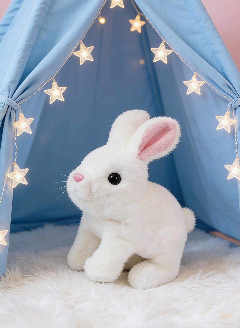 Yoawllty Baby Toys, Rabbit Electronic Pet, Hopping Rabbit Plush Toy, Animated Walking, Toddler Gift, Birthday Present (White) - Image 1