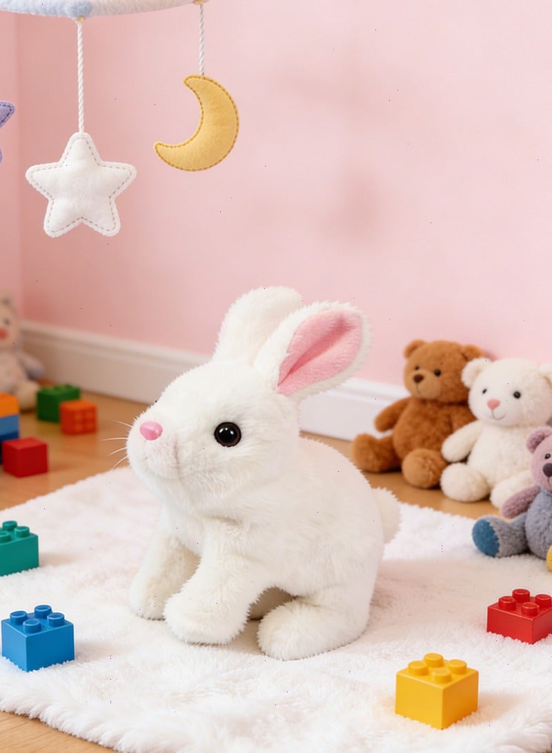 Yoawllty Baby Toys, Rabbit Electronic Pet, Hopping Rabbit Plush Toy, Animated Walking, Toddler Gift, Birthday Present (White) - Image 3