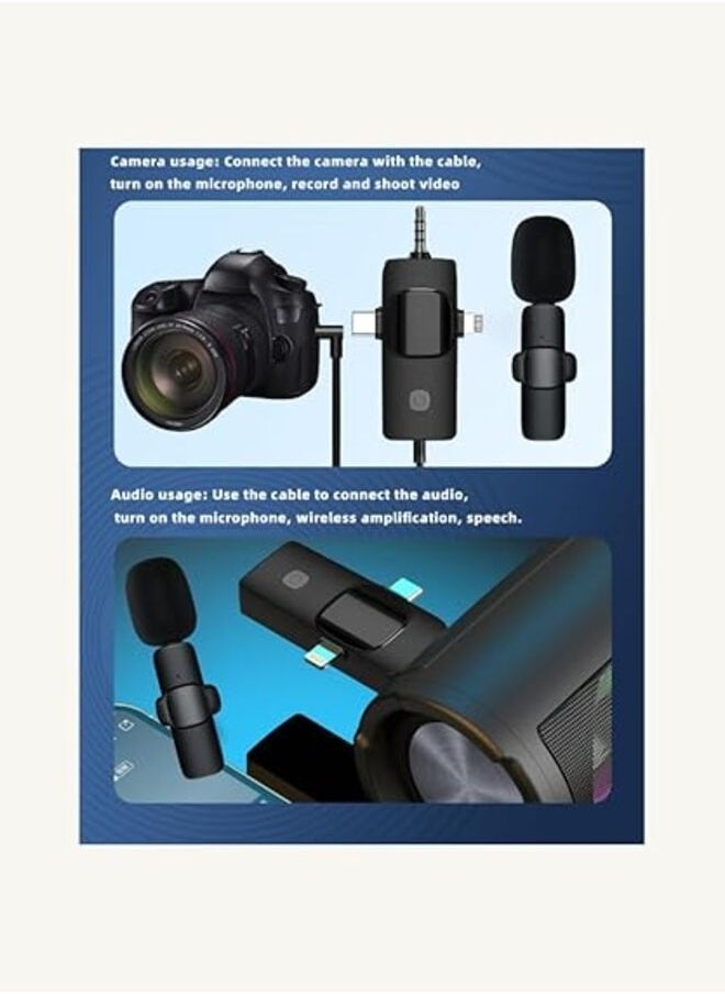 TIGER K15 Wireless Microphone 3-in-1 – Dual Wireless Microphone for Phone with 3.5mm & Type-C Connectors, High-Quality Sound for Recording, Interviews, Podcasts, and Vlogging – Compatible with iPhone, Android, and More - Image 5