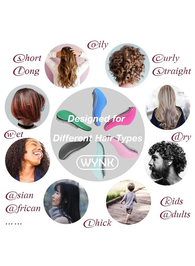 WYNK Detangler Brush - 2-Piece Value Set - Wet Detangling Hair Brush,Professional No Pain Detangler for Women,Men,Kids (2 Pack, Green&Pink) - Image 2