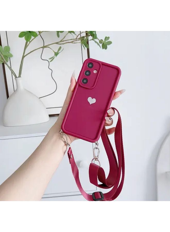 Crimson Minimalist Heart Flat Strap Phone Case Compatible with Samsung Galaxy A15 5G - Image 1