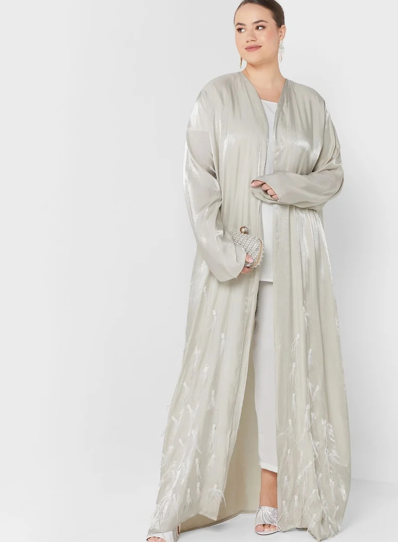 Hayas Closet Curve Fringe Detail Abaya