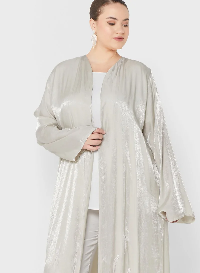Hayas Closet Curve Fringe Detail Abaya