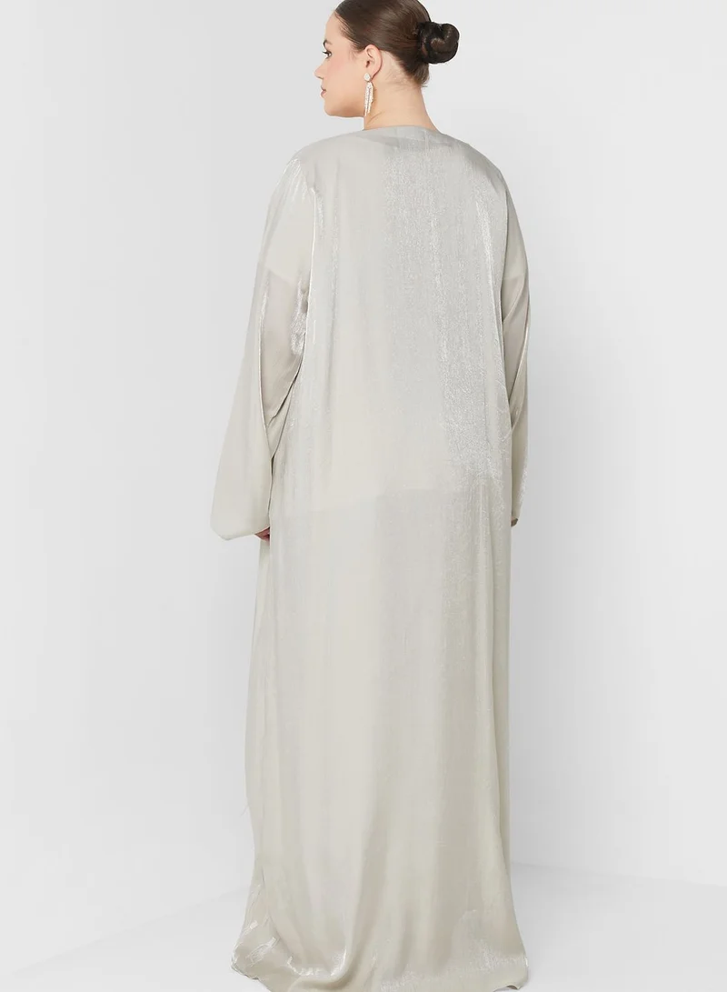 Hayas Closet Curve Fringe Detail Abaya