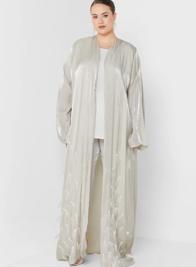 Hayas Closet Curve Fringe Detail Abaya