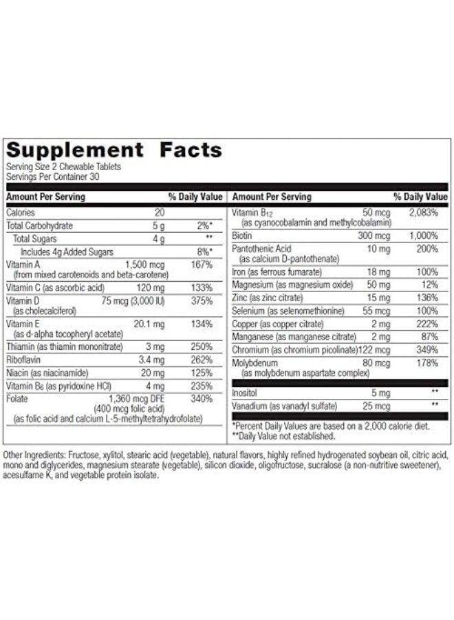 Bariatric Advantage Chewable Multivitamin Tablets for Adults - Mixed Fruit - 60 Count - Image 2
