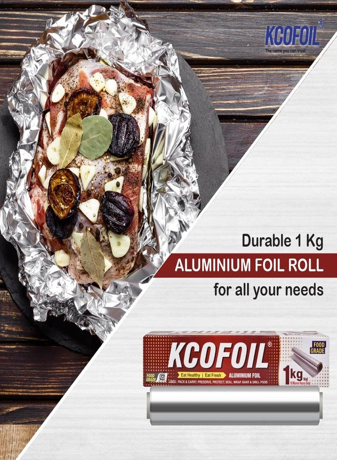 KCOFOIL Aluminium Foil Roll -1Kg | ISI Certified | 18 Micron Thickness Food-Grade Silver Foil Paper for Lunch & Tiffin | Multipurpose Kitchen Wrap for Cooking, Baking, Grilling & Food Storage | Pack of-1 - Image 3