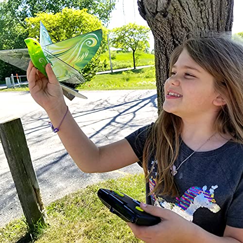 MUKIKIM eBird Green Parrot - Flying RC Bird Drone Toy for Kids. Indoor/Outdoor Remote Control Bionic Flapping Wings Bird Helicopter. USB Recharging. - Image 2